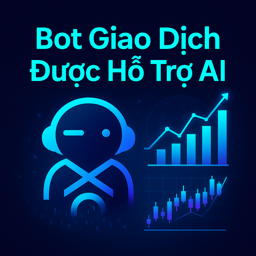Giao diện bảng điều khiển bot giao dịch cryptocurrency với AI - Hiển thị biểu đồ, thống kê ROI và các chỉ số hiệu suất giao dịch tự động